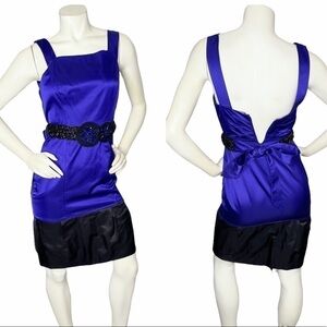 Vera Wang Lavendar Label belted color block cocktail dress Sz S